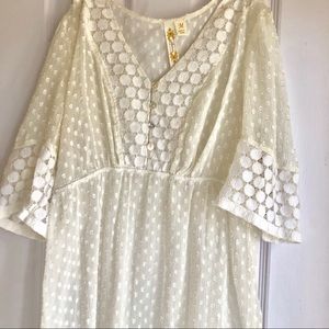 Adeva Cream Sheer Polka Dot